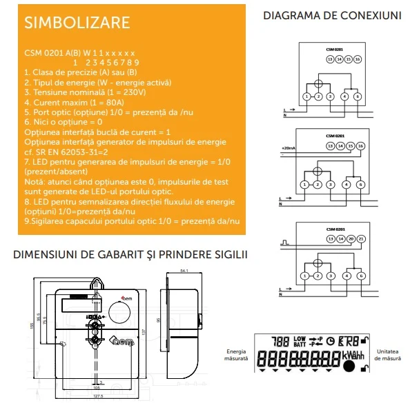 Contor de energie electrica monofazat electronic 80A CSM 0201