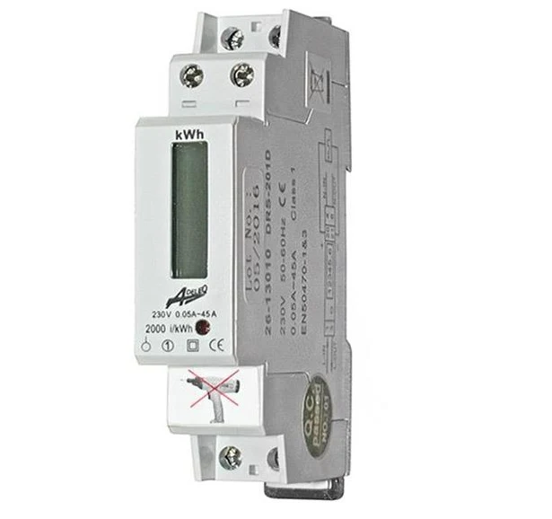 Contor monofazic, pe sina, digital, 1x45A, 1 modul, Adeleq 02-553/DIG