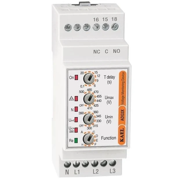 Releu de monitorizare tensiune, trifazic, 400V, 5A, Kael 32-911/33