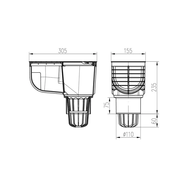 Racord de burlan MCH cu iesire verticala D110/125-KV 110