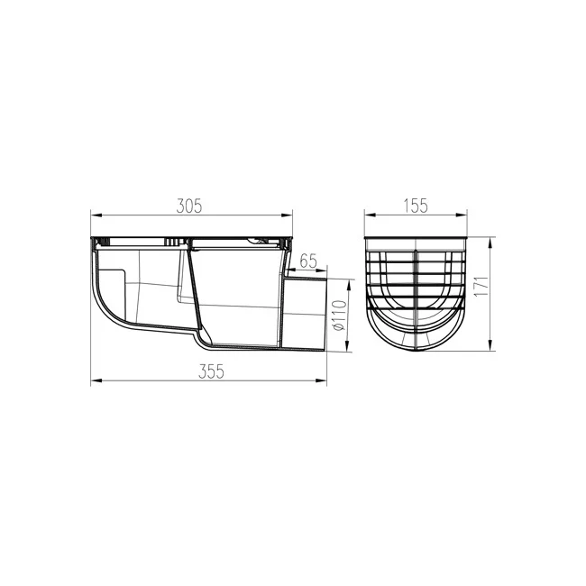 Racord de burlan MCH Standard cu iesire orizontala D110
