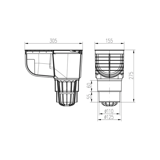 Racord de burlan MCH Standard cu iesire verticala D110/125