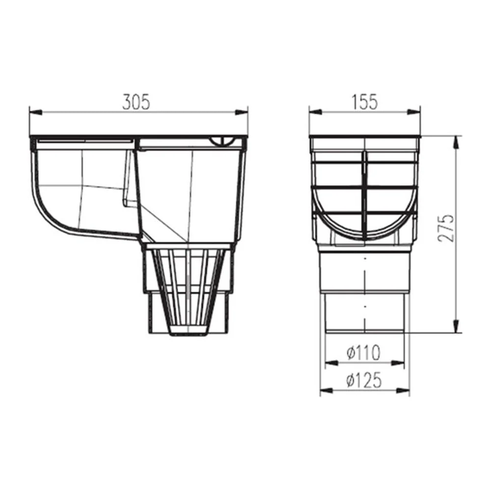 Racord de burlan MCH universal cu iesire verticala D110/125