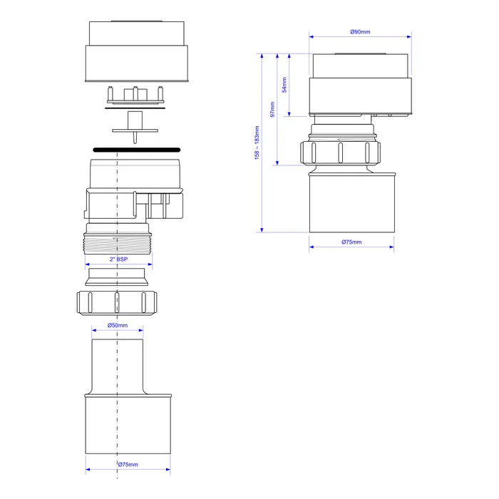 Aerator McALPINE - Ø75 mm (DN70)