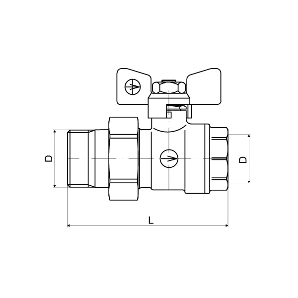 Robinet cu bila interior exterior cu racord olandez 1/2" - fluture, Slovarm