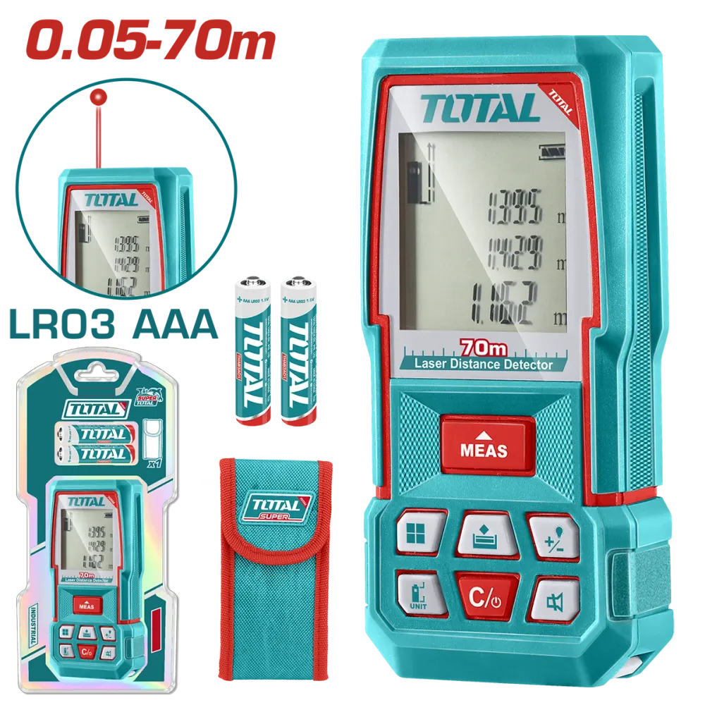 Aparat laser masurare distanta TOTAL 70 m – precizie ±2 mm, multifunctional