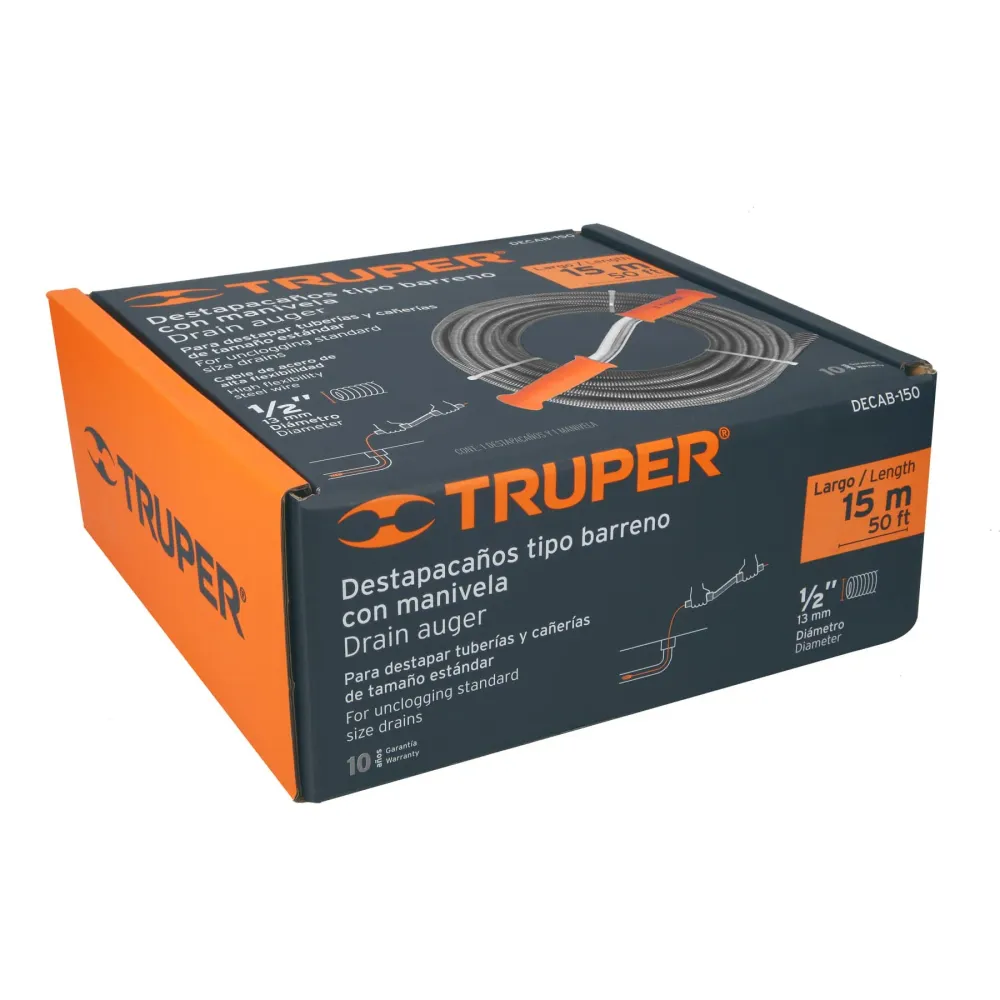 Sarpe desfundat tevi canalizare cu maner curbat, 15 m - Truper