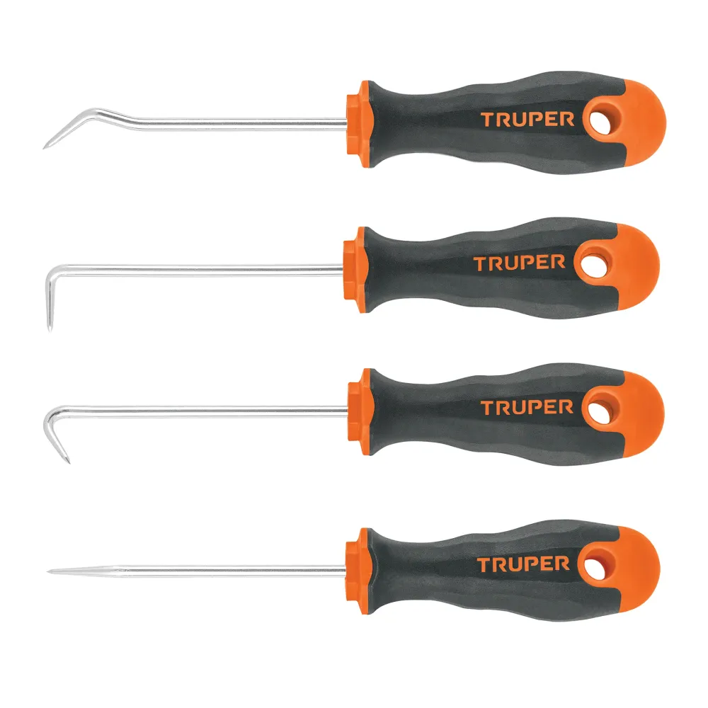 Set de carlige extractoare pentru garnituri cu maner antiderapant TRUPER, 4 buc/set
