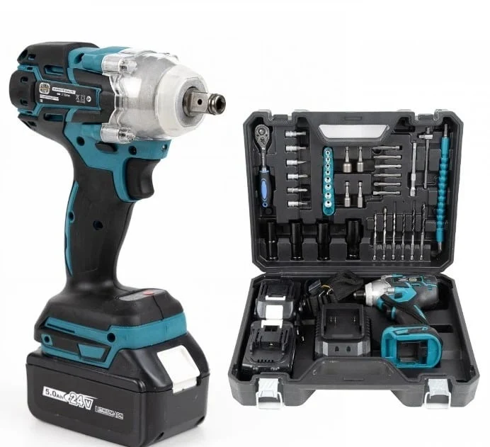 Bormașă cu Impact 48V cu 2 Acumulatori și 40 Accesorii – Trusă Completă