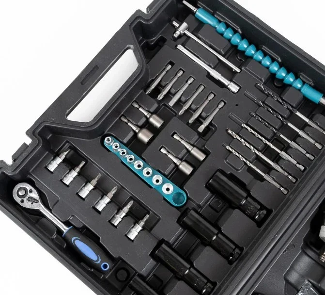 Bormașă cu Impact 48V cu 2 Acumulatori și 40 Accesorii – Trusă Completă