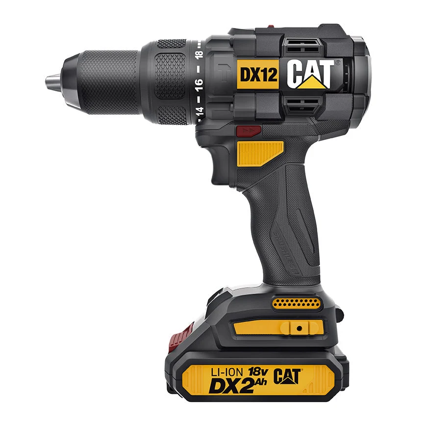 RESIGILAT: Masina de gaurit cu impact CAT, 18V, 65NM, cu 2X2AH (fara perii) cu incarcator si valiza, Model DX12