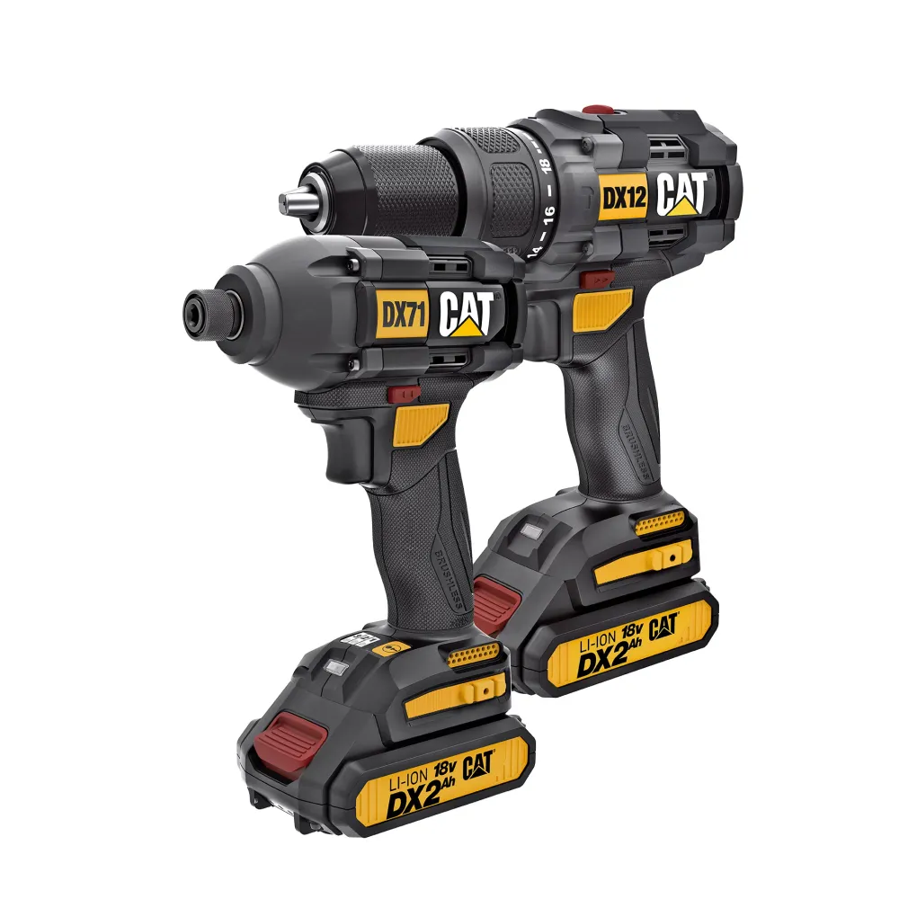 Set masina de gaurit CAT, 18V 65NM, masina de insurubat cu impact (fara perii), 18V 215NM CU 2X2AH si incarcator valiza Mo...
