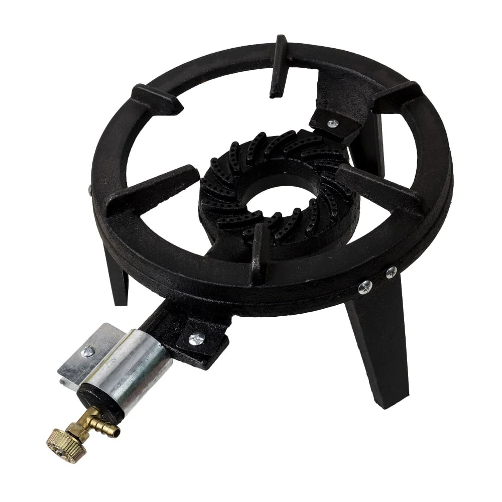 Arzator Pirostrie Gaz din Fonta Turnata, Diametru 28 cm, Portabil pentru Camping si Casa, Negru