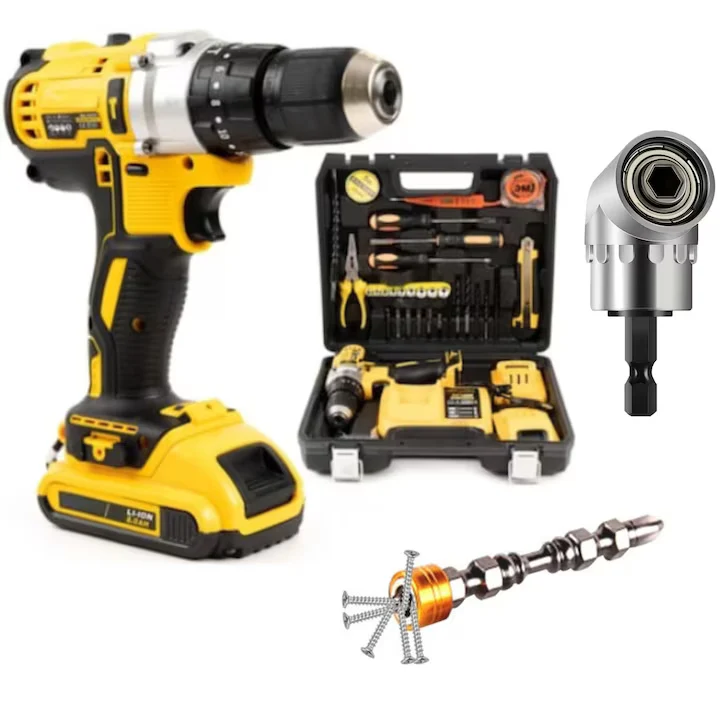 Bormașă cu Percuție 48V, 500W, 2 Acumulatori Li-Ion, 36 Accesorii, Valiză Profesională