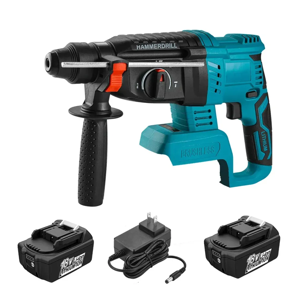 Ciocan Rotopercutor Fără Fir 48V, 1500W, 3.2J, Motor Brushless, cu 2 Acumulatori