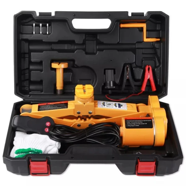 Cric auto electric tip foarfeca 12V cu trusa completa – 3 tone, portabil, cu telecomanda, cleme pentru baterie, cablu lung...