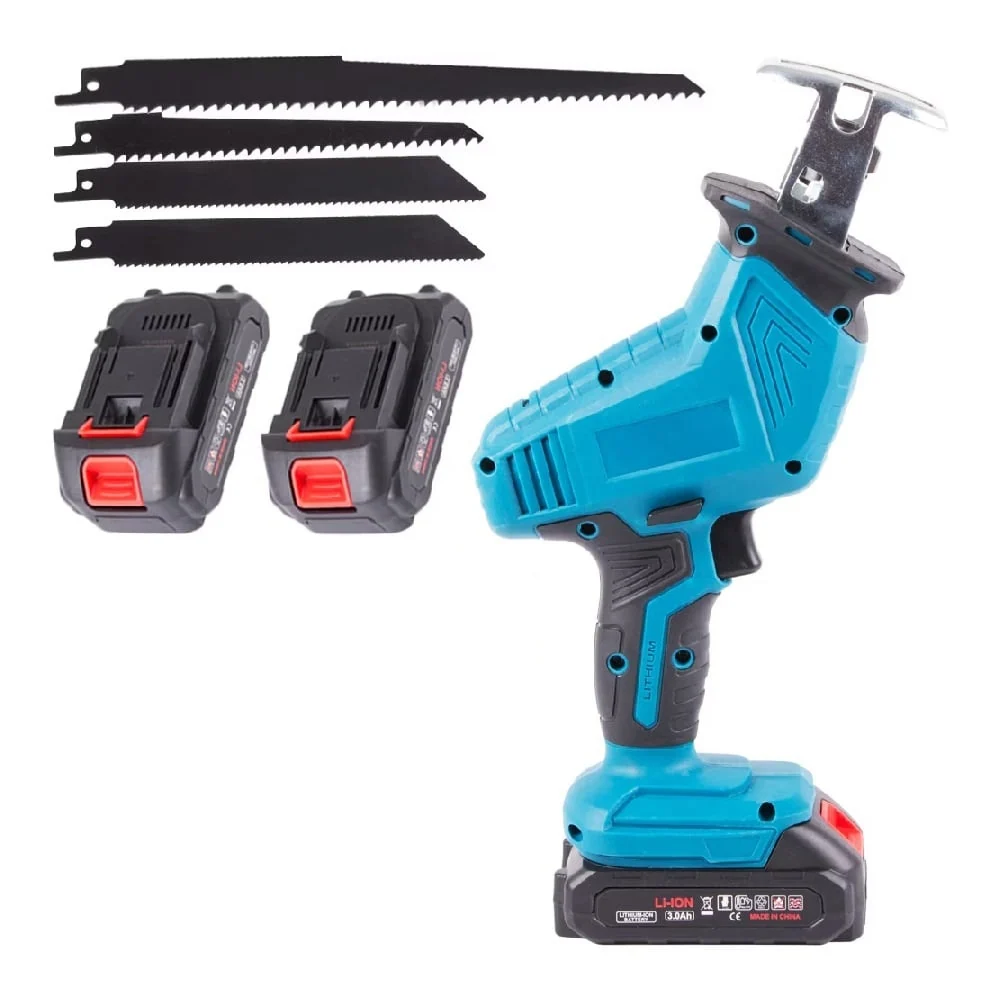 Fierăstrău Sabie Electric Fără Fir 3000 RPM, 250W, 2 Acumulatori 3Ah, Tăiere Lemn & Metal