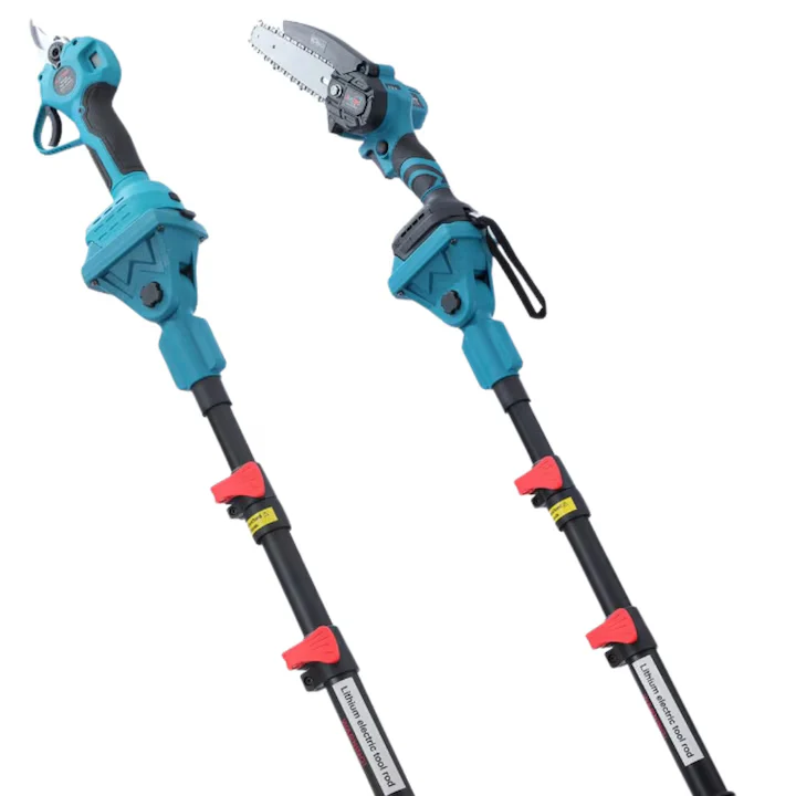 Kit Gradina 2 1: Mini Drujba cu Tija Telescopica si Foarfeca Electrica | 2 Acumulatori 48V