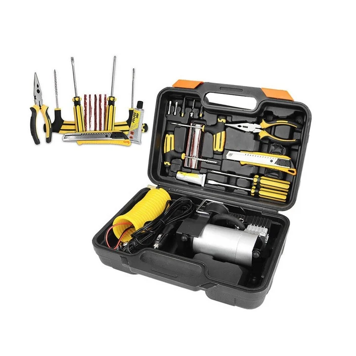 Kit Reparație Pană și Compresor Auto 12V Lider, 2 Cilindri, 70L/min, 150 PSI, cu Lanternă