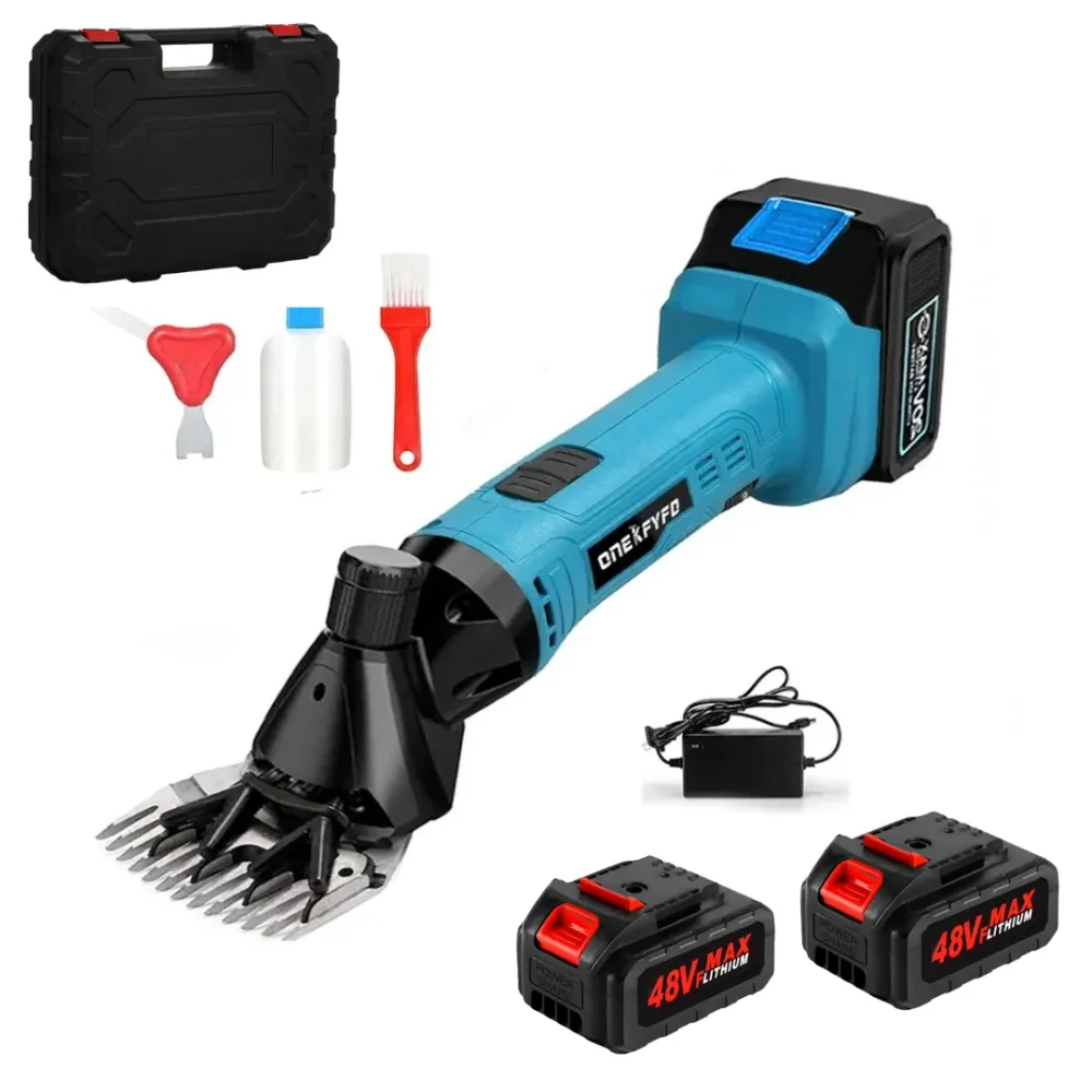 Masina de Tuns Oi Profesionala cu 2 Acumulatori 48V 750W, 6 Viteze, Kit Complet