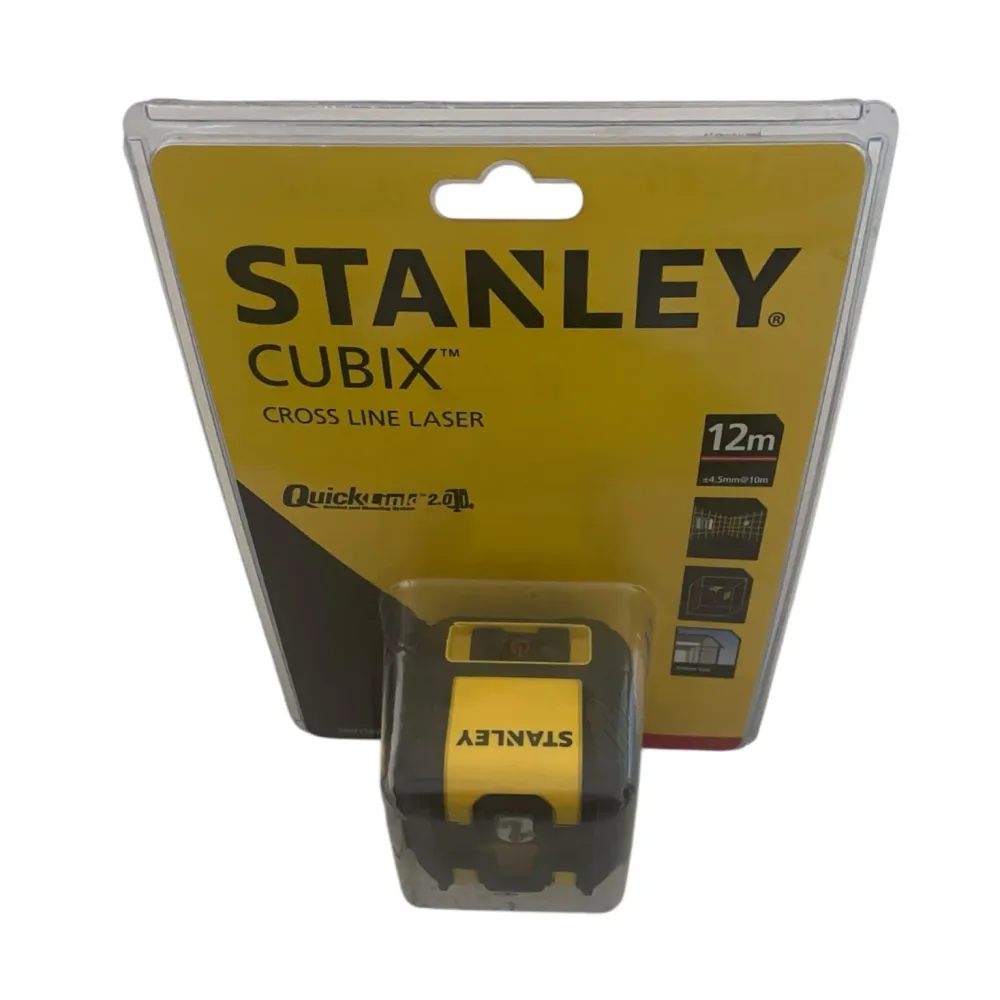 Nivelă Laser Stanley Cubix Cross Line - Rază Roșie 12m cu QuickLink 2.0