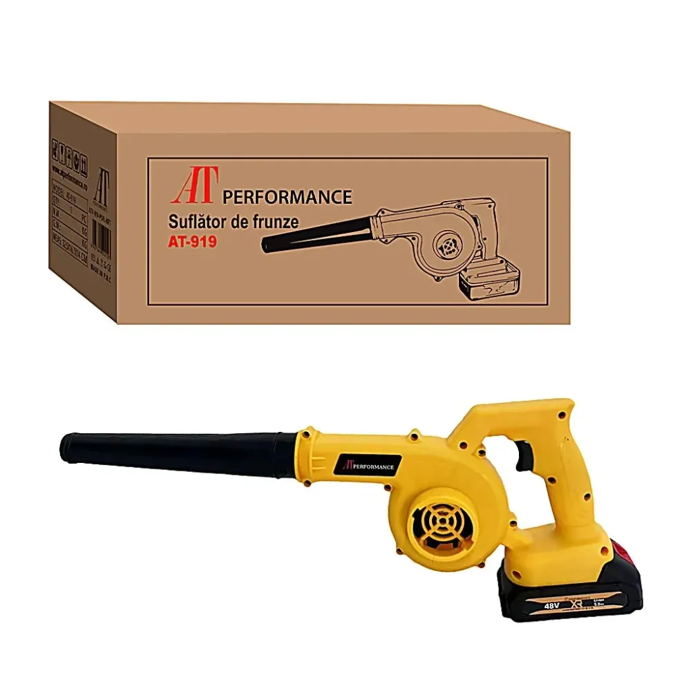 Suflantă și Aspirator 2 în 1 Fără Fir AT Performance AT-919, 48V, 18000 RPM, cu 2 Acumulatori, Puternică pentru Frunze și...