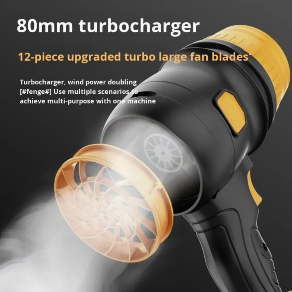 Suflanta Aer Portabila cu 2 Acumulatori 48V | Putere 34000 RPM, Uscare Auto, Curatare Frunze