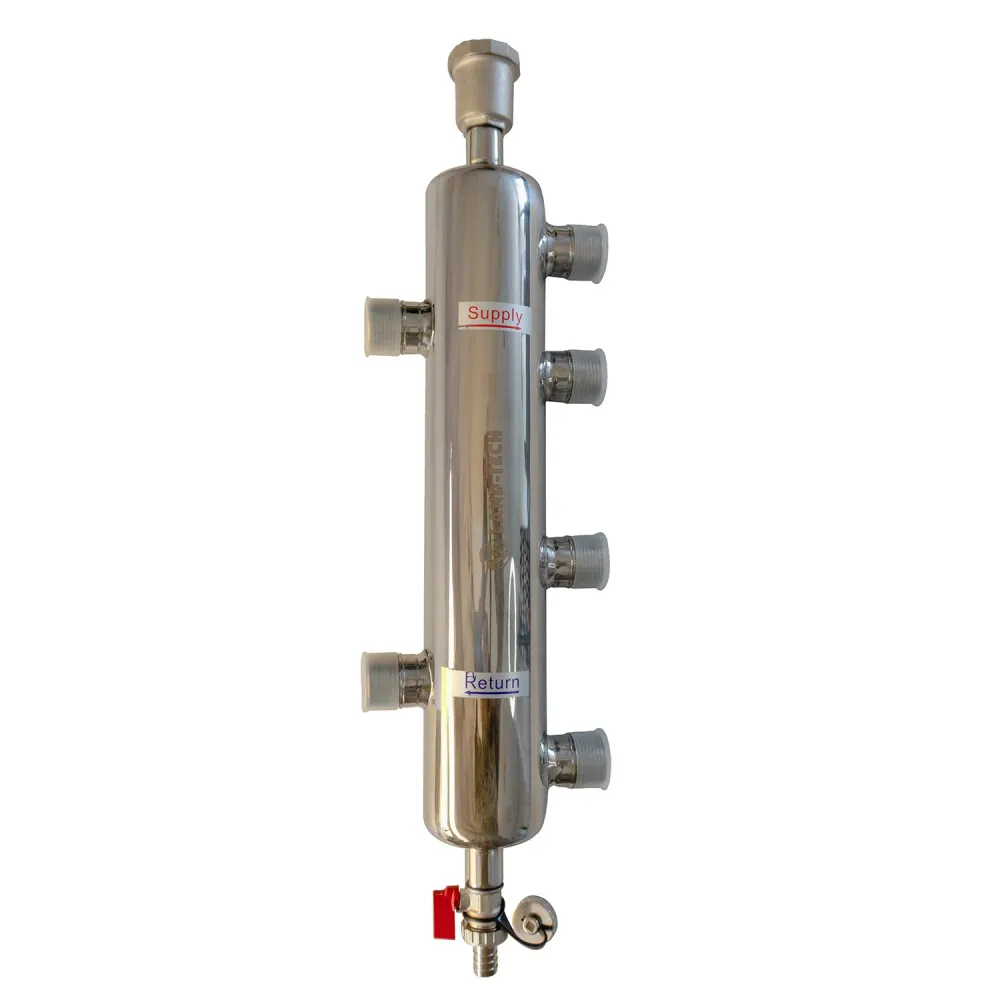 Separator hidraulic din inox, izolat cu 2 circuite, Land-Tech, Filet 1”