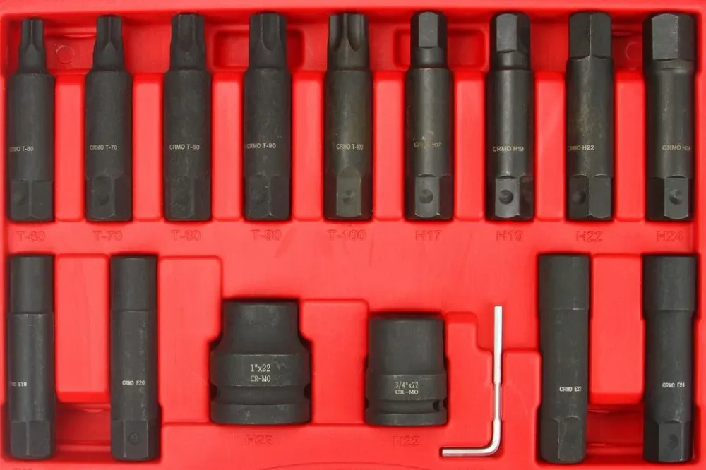 Trusa Biti hexagon, torx si tubulare torx E de impact 3/4 si 1Tol ptr camioane 16 piese BJC