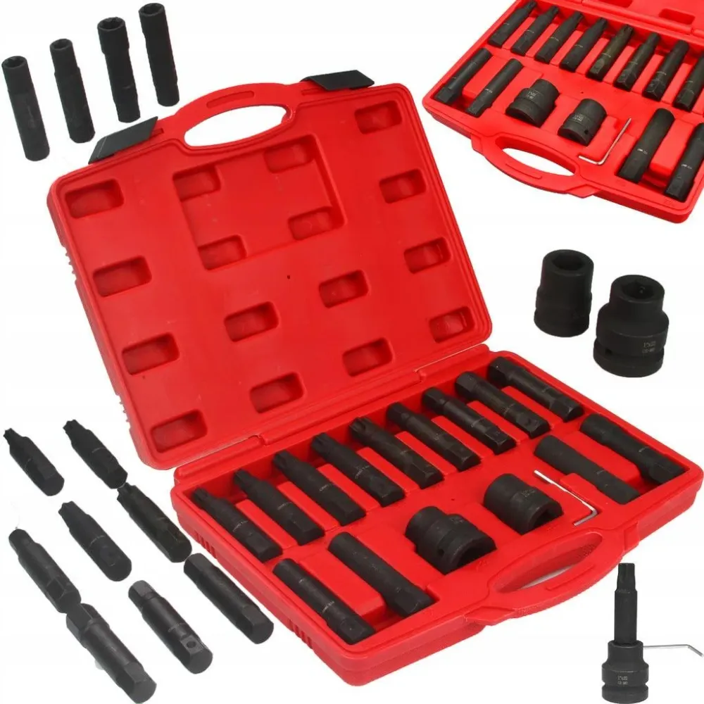 Trusa Biti hexagon, torx si tubulare torx E de impact 3/4 si 1Tol ptr camioane 16 piese BJC