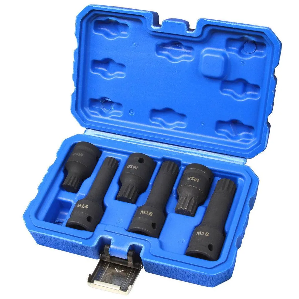 Trusa cu biti 12 laturi Spline de impact M14-M16-M18 antrenare 1/2" 6 piese
