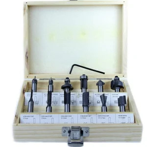 Set freze lemn 12 piese carbura tungsten, freze pentru lemn din otel carbon si carbură de tungsten