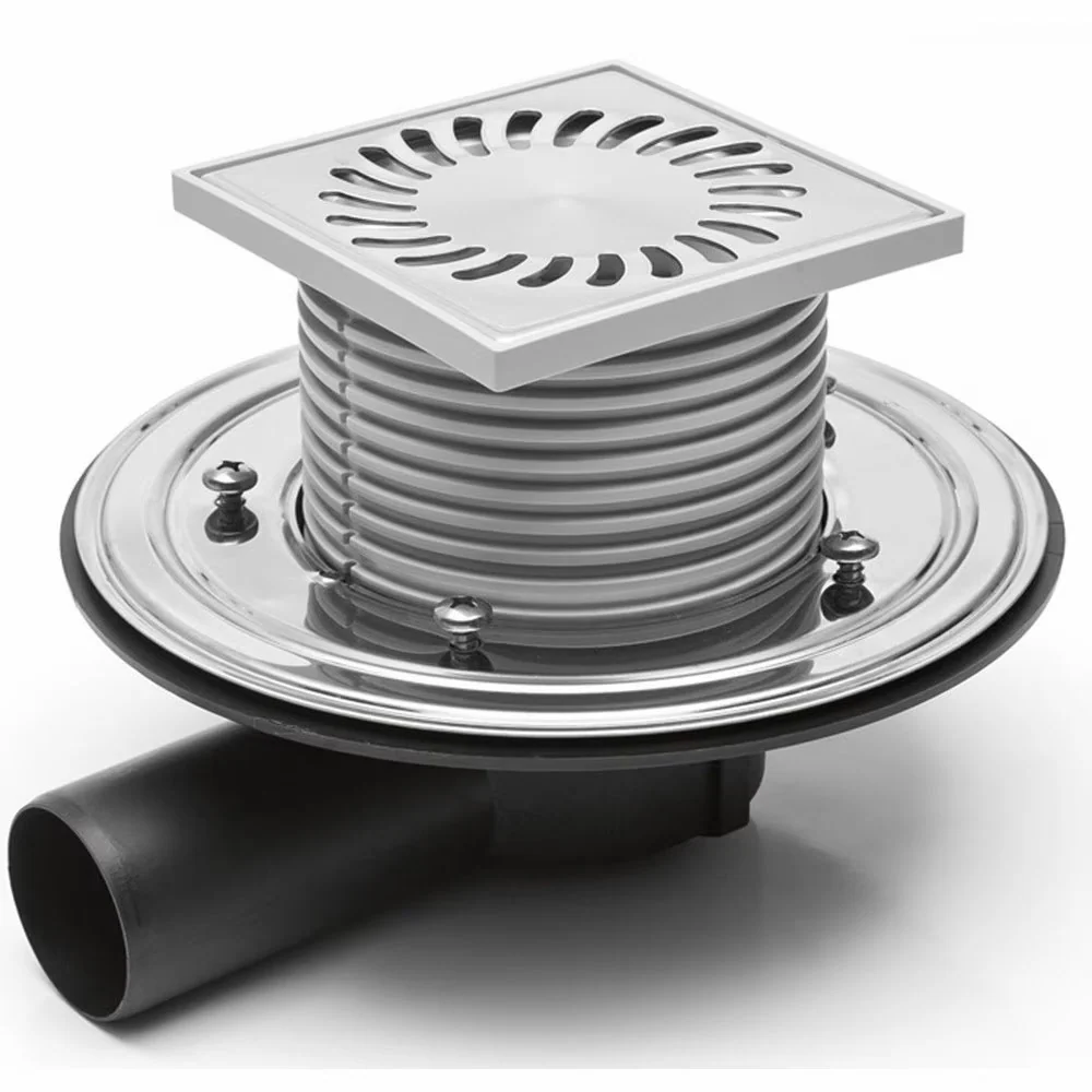 Sifon de pardoseala MCH universal cu iesire orizontala DN 50/H reglabil, otel inox cu flansa