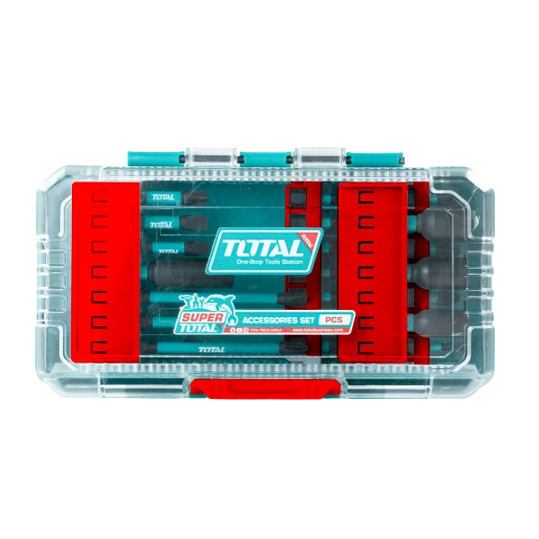 Set biti impact TOTAL 31 piese, 25/50/89 mm, piulite magnetice, suport inclus