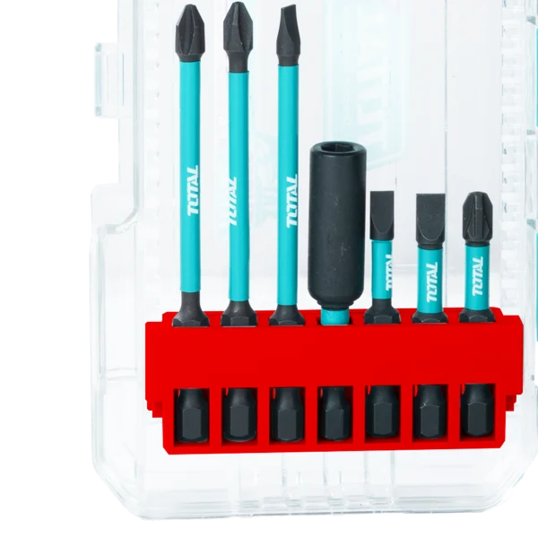 Set biti impact TOTAL 31 piese, 25/50/89 mm, piulite magnetice, suport inclus