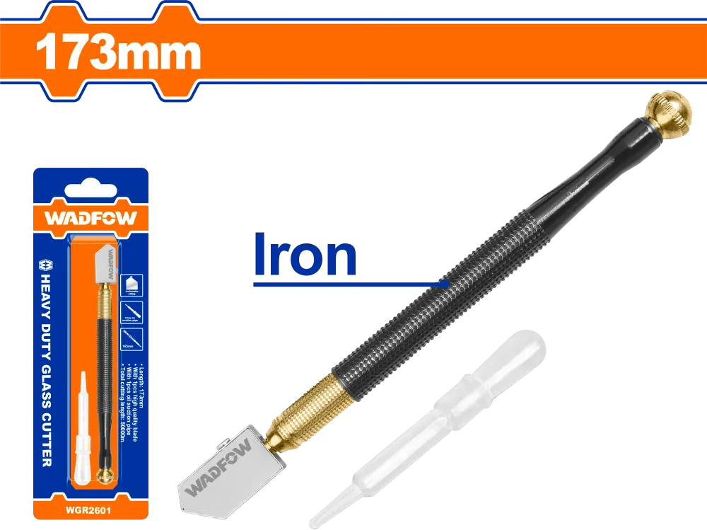 Diamant cu ulei pentru taiat sticla Wadfow, 173mm, corp fier, include pipeta