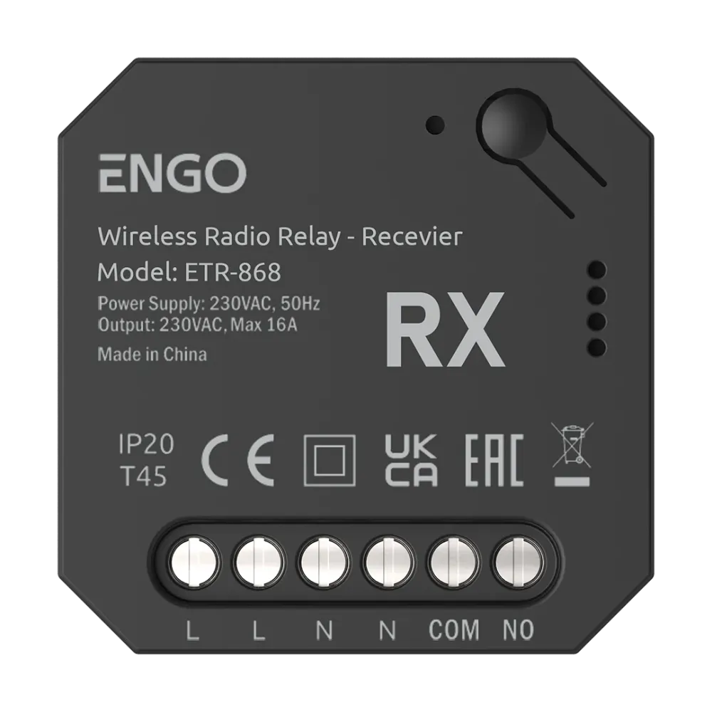 Releu fara fir, controlat prin radio, 868MHz, 230V, ENGO
