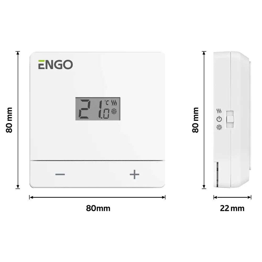 Termostat de camera aparent ENGO EASY cu fir, alb, 230V,