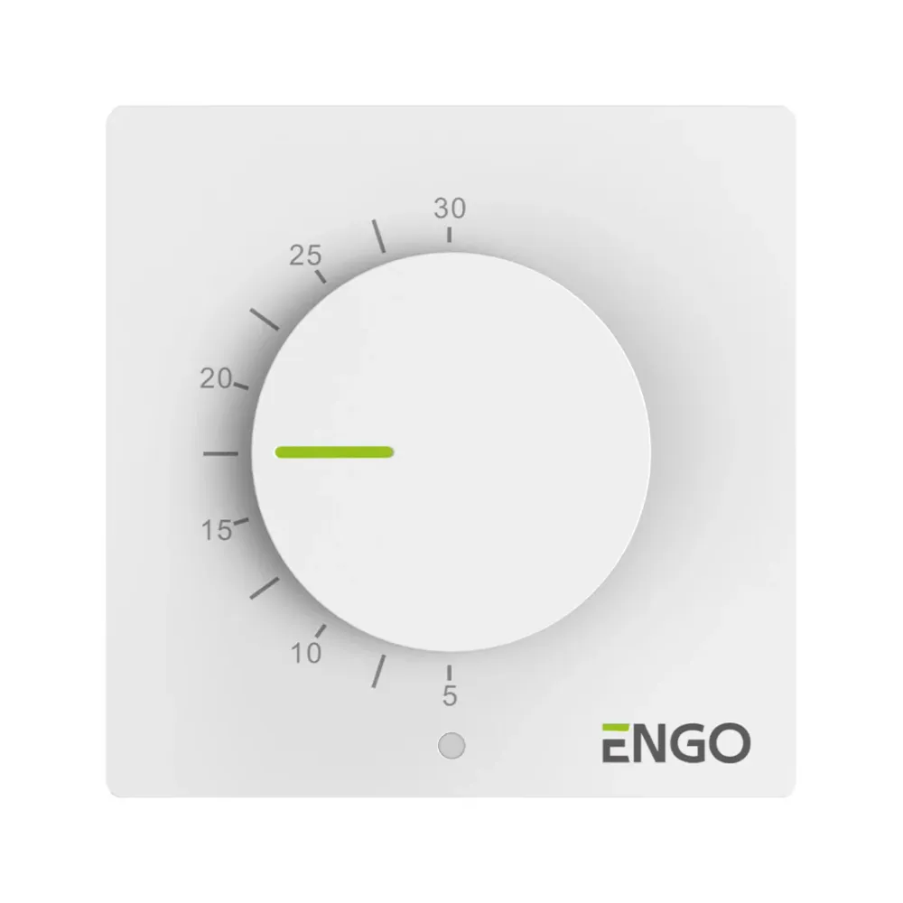 Termostat de camera simplu, alb, cu fir, 230V, Engo