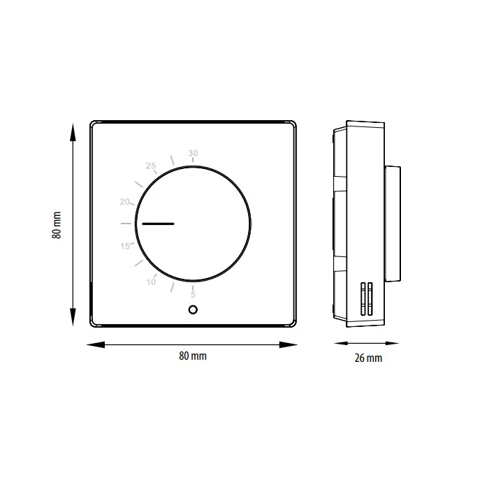 Termostat de camera simplu, alb, cu fir, 230V, Engo