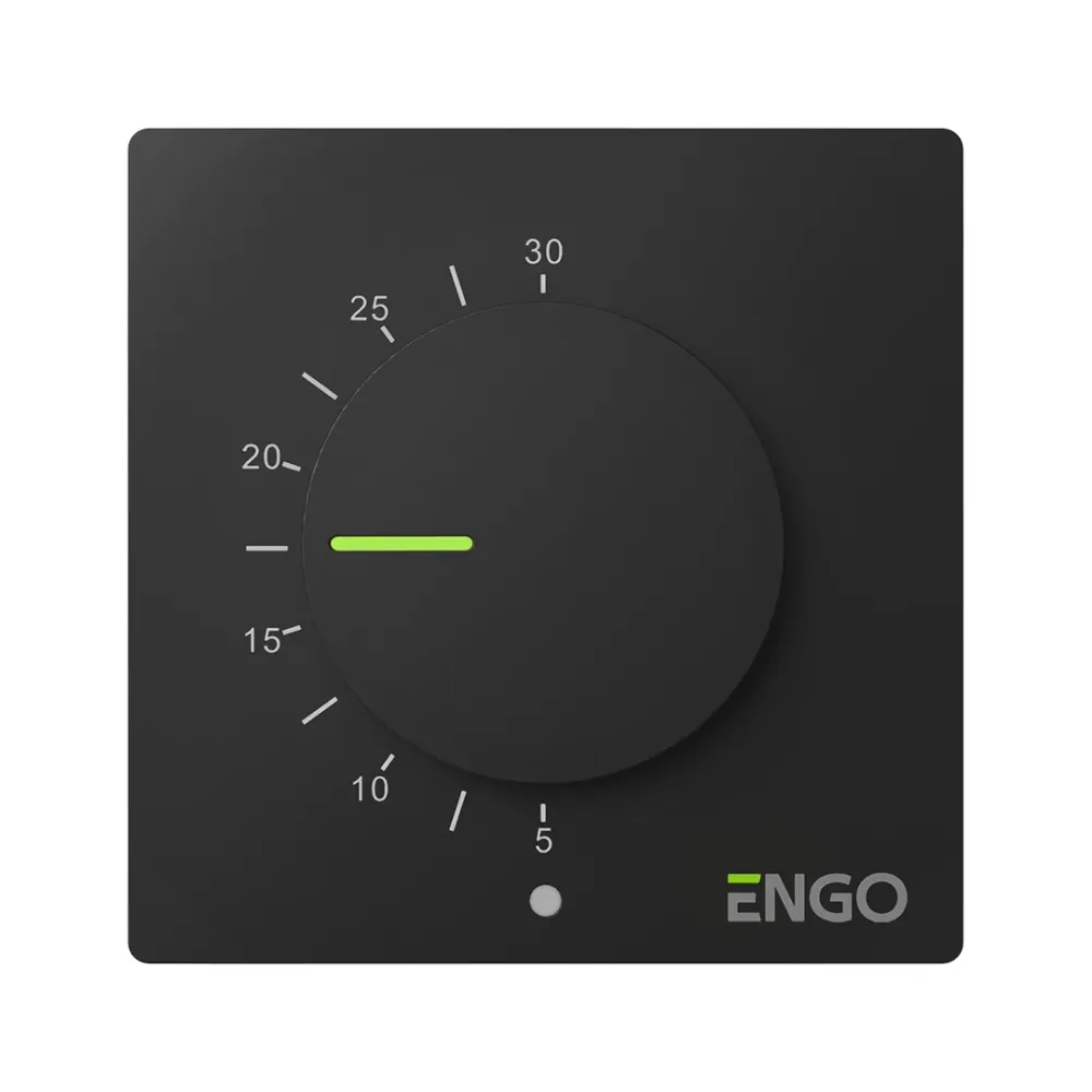 Termostat de camera simplu, negru, cu fir, 230V, Engo