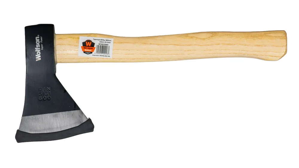 Toporisca Wolfson 800g, 380mm cu maner din lemn