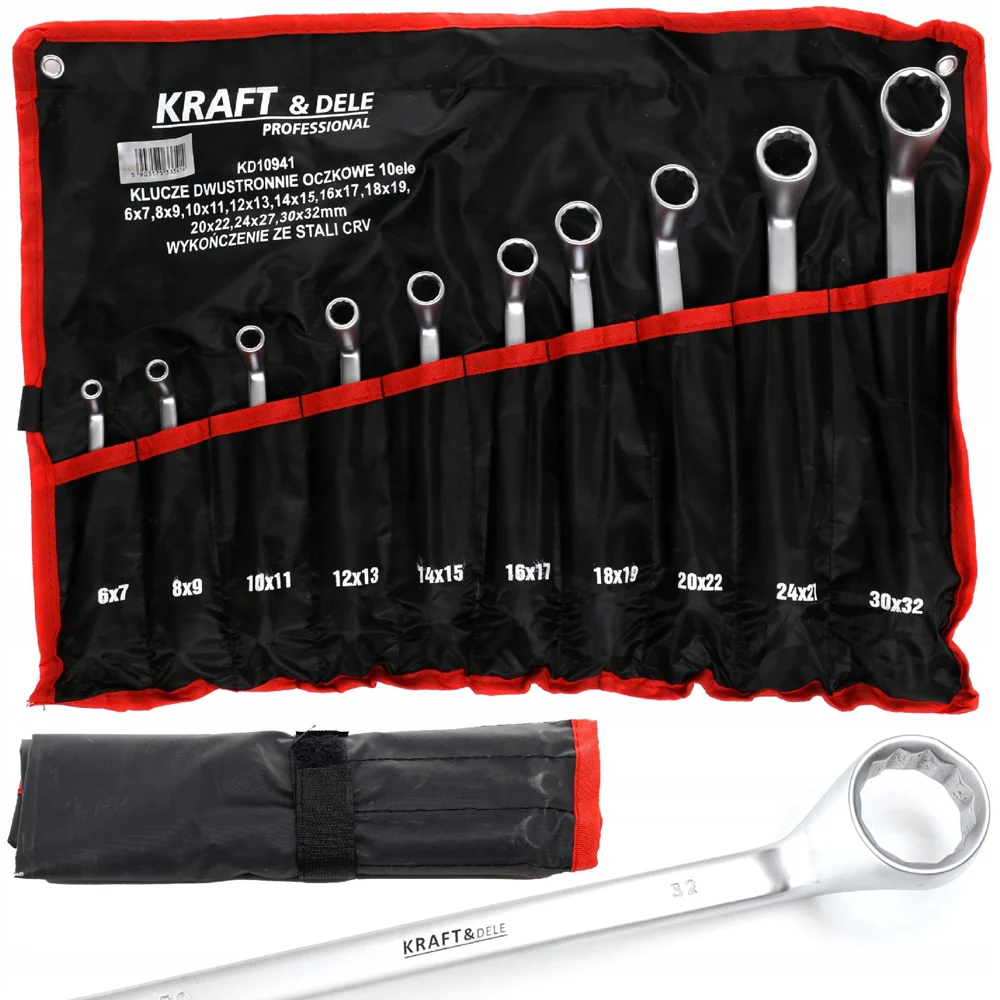 Set chei inelare cu cot, 10 piese, Kraft&Dele KD10941, 6-32MM