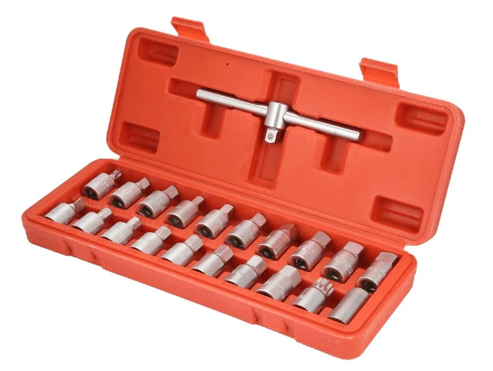 Set chei cu maner T, 21 piese, otel crom-vanadiu, pentru schimb ulei auto