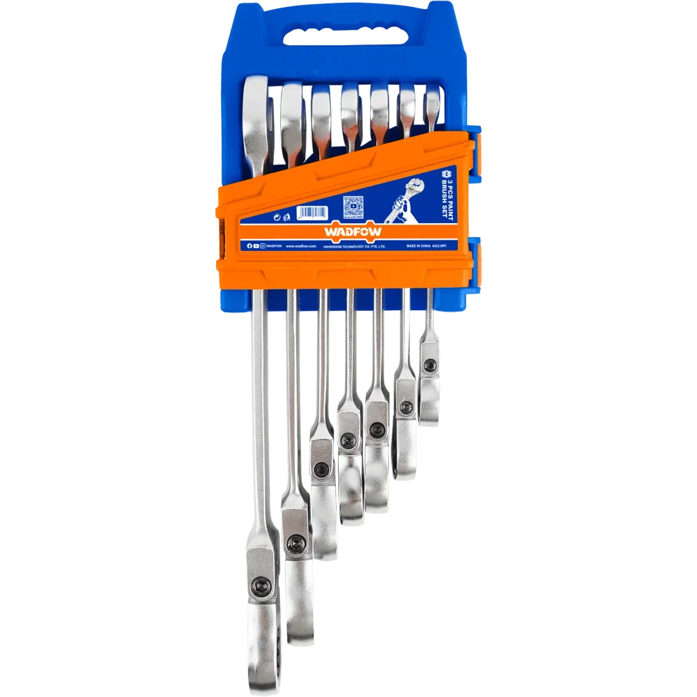 Set 7 chei combinate cap flexibil cu clichet Wadfow, 8-19mm, Cr-V, Cr-Mo