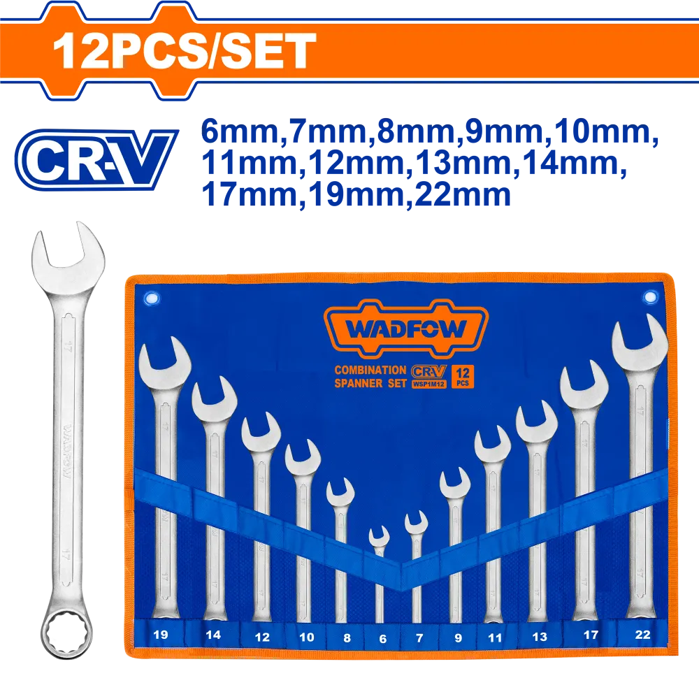 Set 12 chei combinate Wadfow, 6-22mm, otel Cr-v