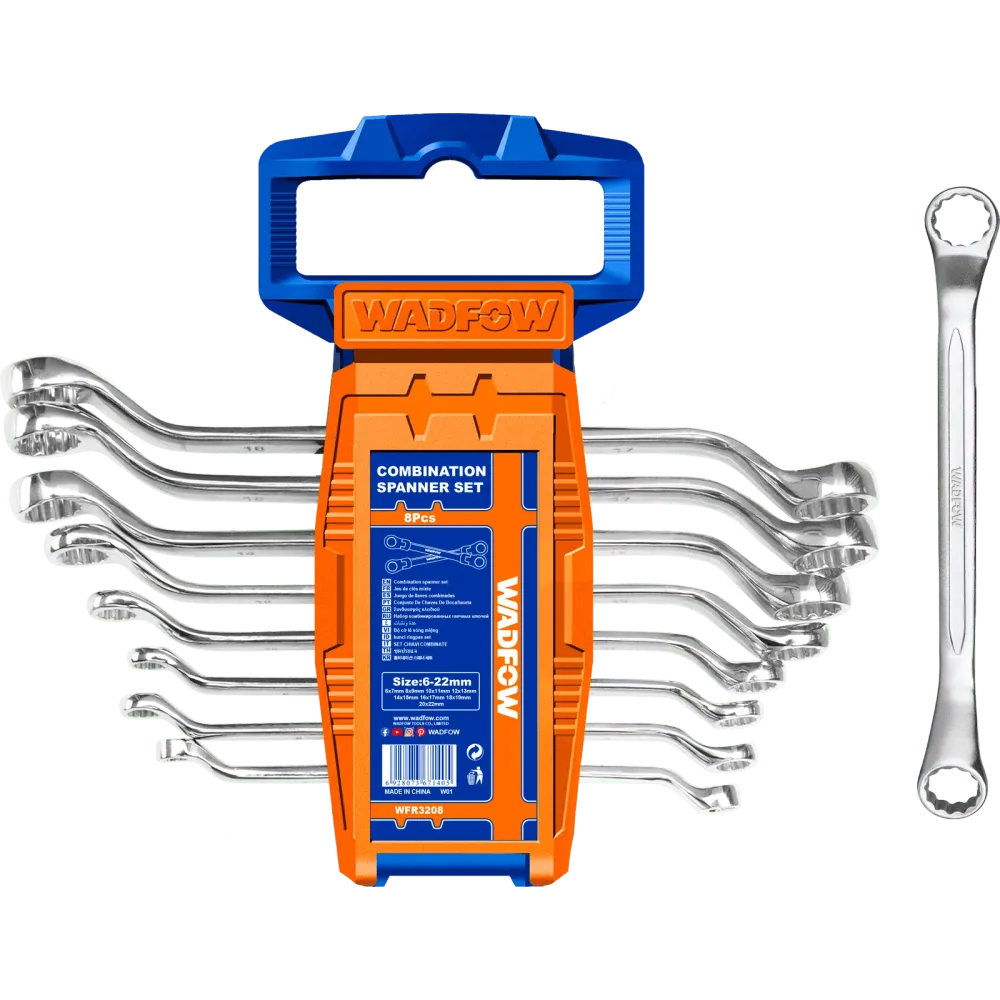 Set chei inelare cu cot Wadfow, crom vanadiu, 6-22mm, 8 buc