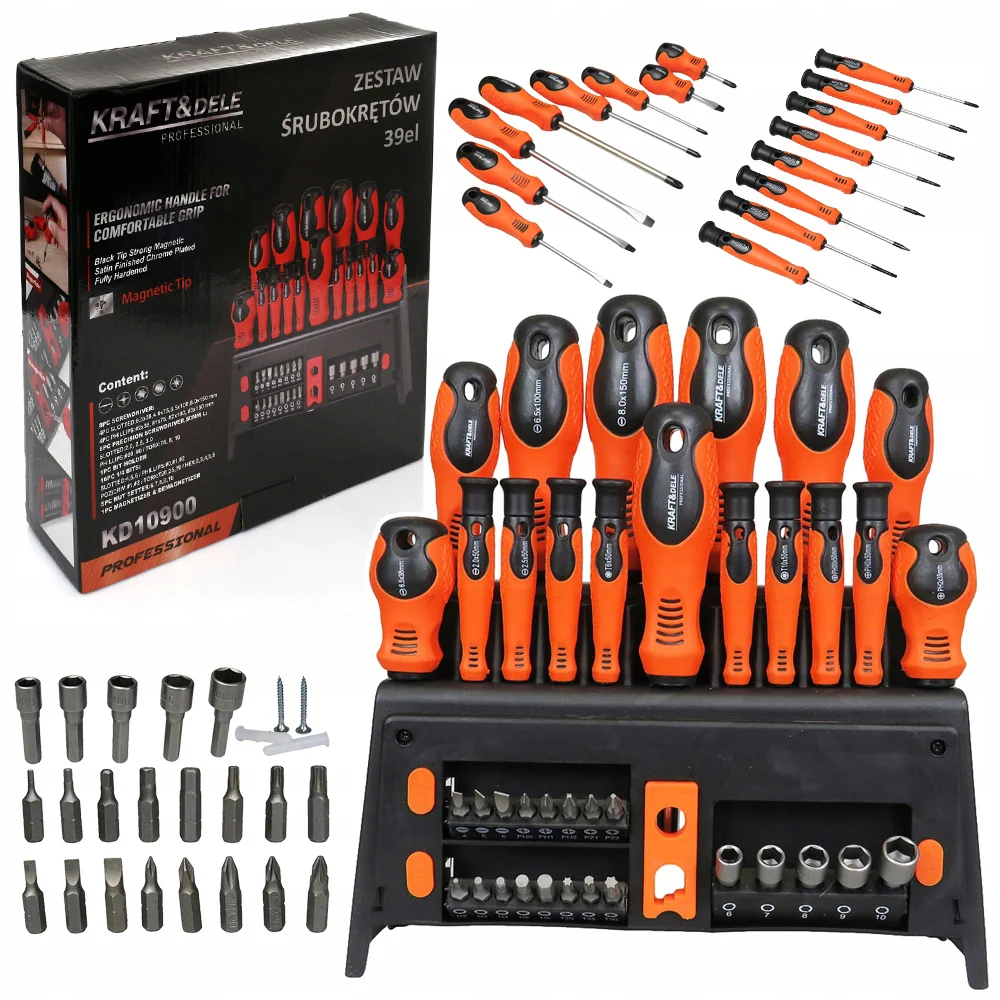 Set surubelnite si biti Kraft&Dele KD10900, 39buc, include dispozitiv magnetizare